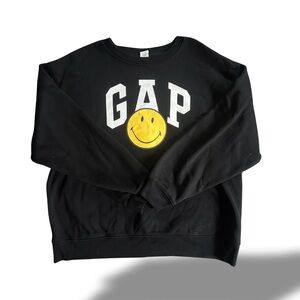 GAP Unisex Black Smiley Face Relaxed Fit Sweatshirt Gay LGBTQ